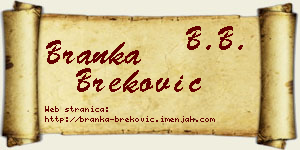 Branka Breković vizit kartica